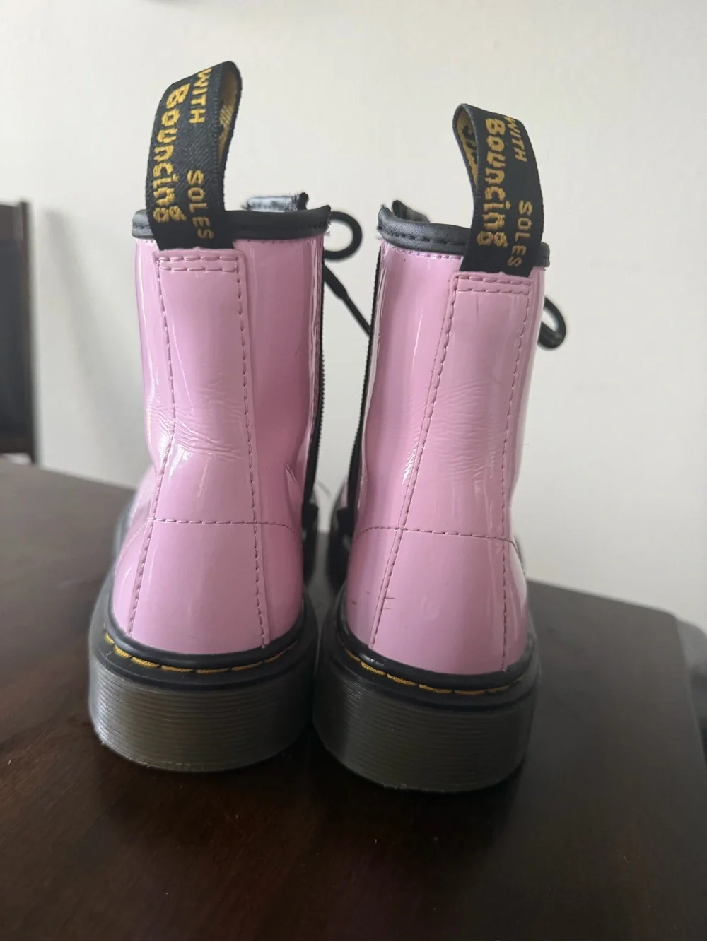 Dr. Martens Pink Patent Platform Combat Boots